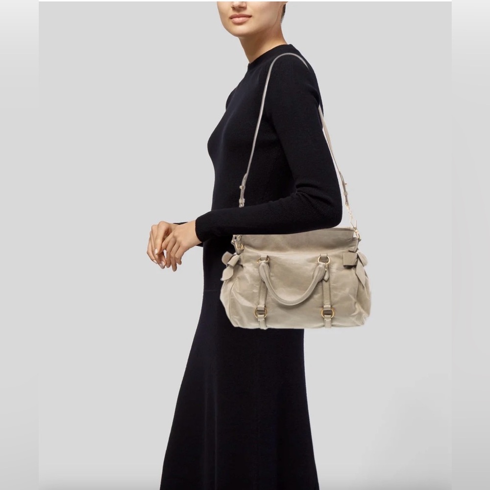 Miu Miu Beige Leather Satchel with Gold Hardware - Picture 2 of 13